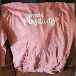 Pink Hoodie with 'Spread Pawsitivity' Print